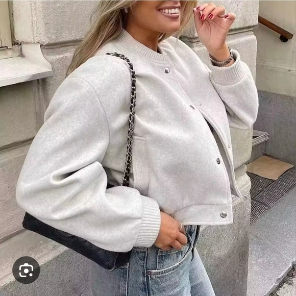 Zara Jackets & Blazers - Zara Soft Bomber Jacket Size XL (Fits Like L) Women's Cream Varsity Coat NWT